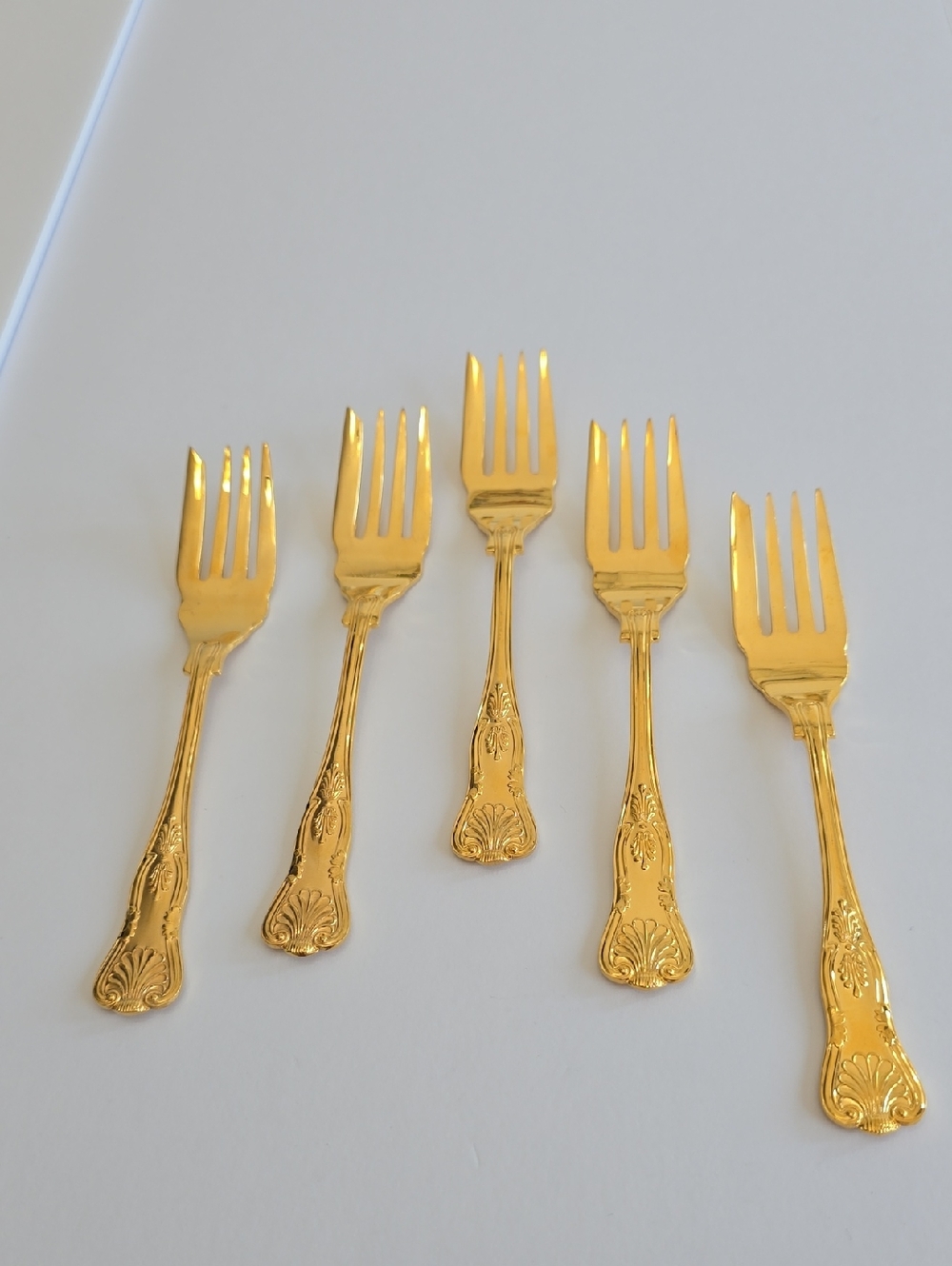 Vintage Set Of 5 William Adams Sheffield England Salad Forks Gold Tome